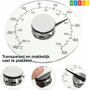 *** Thermometer voor op Raam - RVS/plexiglas - Buiten en of Binnen - van Heble® ***