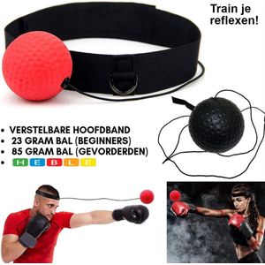 *** Head Box Reflex Bal - Hoofd Boxbal Reflexbal Kickboks Workout Speed Ball Punch Trainer Hoofdband - met 2 Gewicht Ballen - van Heble® ***