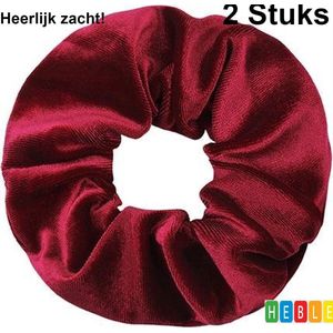 2x Haarwokkel Scrunchie - Bordeaux Rood Velvet - Haarelastiek - Haar Mode - Heble®