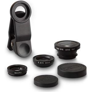 *** Clip Telefoonlens - Lens voor Smartphone - Fish eye lens - Wide lens - Macro lens - Lensklem - Klemmetje voor op je telefoon - 3-delig