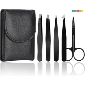 *** Premium 7-delige Epileer Set - Pincet, Tweezer, Wenkbrauw Trimmer, Epileren, Dermaplaning, Wenkbrauw Mesje & Borstel - van Heble® ***