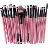 Heble - Professionele Make-up Kwasten Set - Roze/Zwart - 20 Stuks - Houten Houders