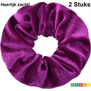 2x Haarwokkel Scrunchie - Paars Velvet - Haarelastiek - Haar Mode - Heble®