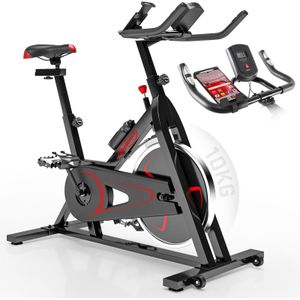 Physionics - Hometrainer met Computer Display en Ergometer - Draagvermogen 120 kg - Verstelbare Zitting en Stuur / Handvatten - Fietstrainer - Fitnessfiets - Home Trainer - 105x47x100cm