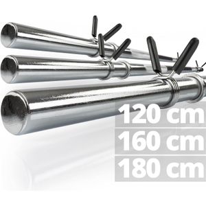 ScSPORTS® - Halterstang - Verchroomd staal - Veelzijdig - Knijpsluiting - 180 cm - ⌀ 30 mm