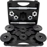 ScSPORTS® - Gietijzeren Dumbbells met Opbergkoffer - Complete Set Gewichtsschijven - Thuis Sporten - Halterset - 15 kg - Zwart