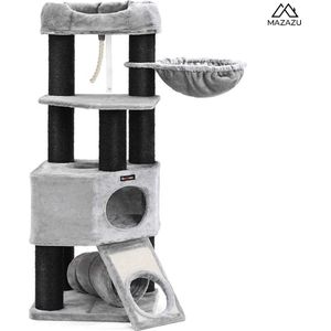 MIRA Home Krabpaal – Kattenboom – Pluche - Grijs – 52x52x42