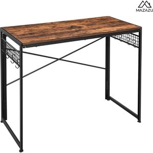 MIRA Home - Computertafel - bureau - Bruin/Zwart - Hout - 100x50x76