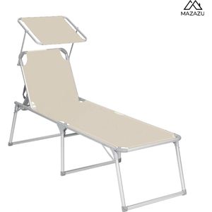 MIRA Home - Ligbed - Tuin - Zonnebed - Tuinstoel - Zonnescherm - Beige