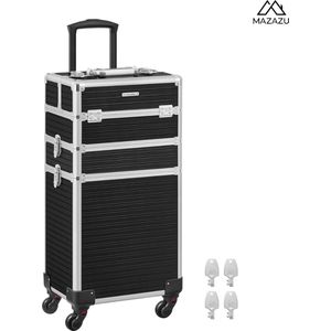 MIRA Home - Cosmetica Koffer - Make Up Koffer - Trolley - Zwart - 35,7x27x72,5
