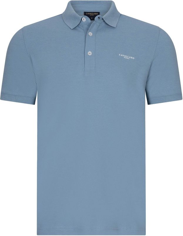Cavallaro Mielos Polo effen blauw slim fit katoen