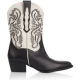 DWRS Brady Leren Cowboylaarzen Zwart/Wit
