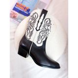 DWRS Brady Leren Cowboylaarzen Zwart/Wit