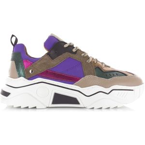 DWRS - Pluto - Sneakers - Paars Beige - Suède Leer Textiel