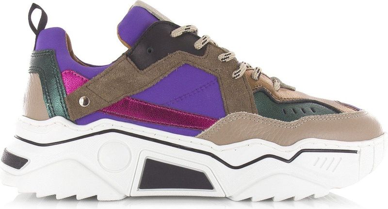 DWRS - Pluto - Sneakers - Paars Beige - Suède Leer Textiel