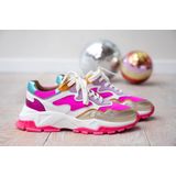 DWRS Label Chester white / neon pink lage sneakers dames