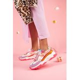 DWRS Bonney chunky leren sneakers roze/lila/oranje