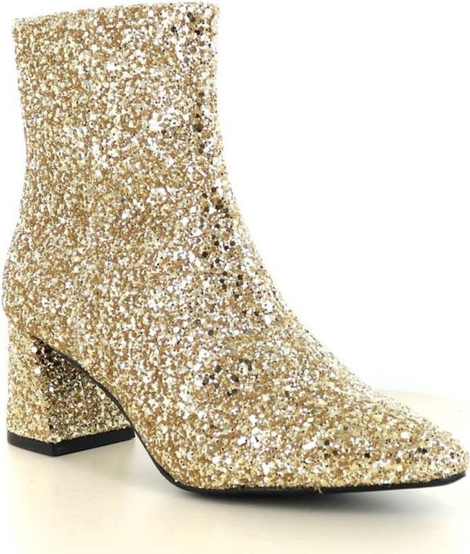 DWRS Label - Lugano - Enkellaars - Champagne - Glitterafwerking, Hoogwaardig Leer