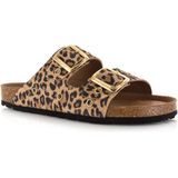 DWRS - MADRID - Sandalen - Leopardprint - Leer - Cognac Accenten