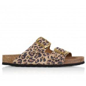 DWRS - MADRID - Sandalen - Leopardprint - Leer - Cognac Accenten