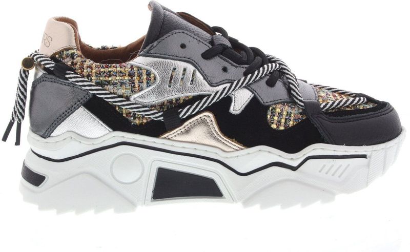 DWRS - Jupiter Tweed - Sneakers - Zwart/Multicolor - Suède/Leer/Tweed