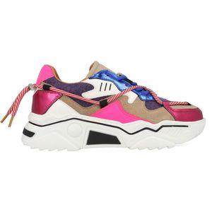 DWRS® Dames Sneaker - Roze - Stof, Leer - Maat 39 -