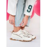 DWARS - Bonney Teddy - Sneakers - Off-White - Leren Bovenkant, Uitneembaar Voetbed