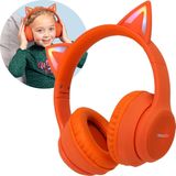 iMoshion Kids LED Light Cat Ear Bluetooth Headphones - Kinder koptelefoon - Draadloze koptelefoon + AUX kabel - Oranje