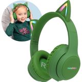 iMoshion Kids LED Light Cat Ear Bluetooth Headphones - Kinder koptelefoon - Draadloze koptelefoon + AUX kabel - Groen