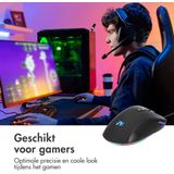 iMoshion Bedrade Gaming Muis met RGB Led Verlichting voor Laptop en Computer - 7200 Dpi - Plug & Play - Rechtshandig - Zwart