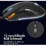 iMoshion Bedrade Gaming Muis met RGB Led Verlichting voor Laptop en Computer - 7200 Dpi - Plug & Play - Rechtshandig - Zwart