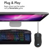 iMoshion Bedrade Gaming Muis met RGB Led Verlichting voor Laptop en Computer - 7200 Dpi - Plug & Play - Rechtshandig - Zwart