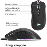iMoshion Bedrade Gaming Muis met RGB Led Verlichting voor Laptop en Computer - 7200 Dpi - Plug & Play - Rechtshandig - Zwart