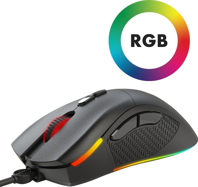 iMoshion Bedrade Gaming Muis met RGB Led Verlichting voor Laptop en Computer - 7200 Dpi - Plug & Play - Rechtshandig - Zwart