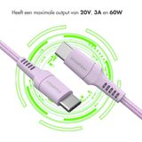 Imoshion - USB C naar USB C Kabel - 2 Meter - Lila - Snellader 60W
