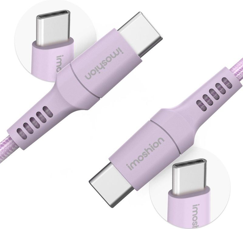 Imoshion - USB C naar USB C Kabel - 2 Meter - Lila - Snellader 60W