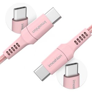 imoshion Kabel - USB C naar USB C Kabel - 2 meter - Snellader 60W - USB-C Oplader Kabel - Geschikt voor o.a. Apple iPhone 15/16 en Samsung - Roze