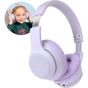 imoshion Kinder Koptelefoon met LED Verlichting - Met Decibelbegrenzer - Bluetooth Koptelefoon Kinderen - Draadloze Over-Ear Hoofdtelefoon - Lavender Lilac