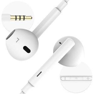 iMoshion Oordopjes - Oortjes met Draad en Microfoon - Earbuds met AUX / 3.5mm Jack aansluiting - Wit