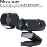 iMoshion 2K Quad-HD Webcam voor PC - Webcam met Microfoon en Privacy Cover - 360 graden draaibaar - Plug & Play - Zwart