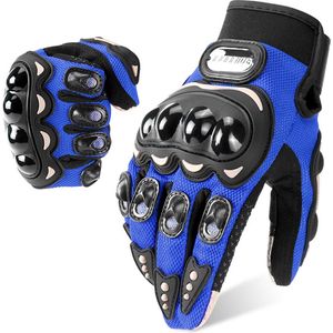 RAMBUX® - Motorhandschoenen - Blauw - Lichtgewicht Mesh - Grip Handschoenen - Motor - Scooter - Fiets - Touchscreen - Bescherming - Maat M