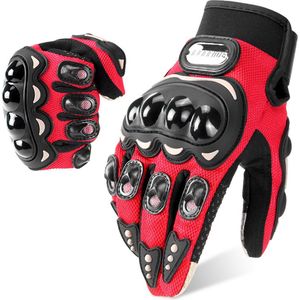 RAMBUX® - Motorhandschoenen - Rood - Lichtgewicht Mesh - Grip Handschoenen - Motor - Scooter - Fiets - Touchscreen - Bescherming - Maat XL