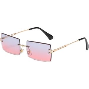 RAMBUX® - Zonnebril - Roze - Zonnebril Heren & Dames - Gouden Frame - Randloze Zonnebril - Vierkante Bril