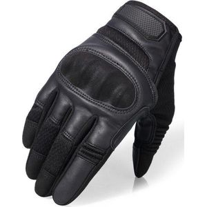 RAMBUX® - Motorhandschoenen - Zwart - Ademend PU Leer - Maat S - Tactical Handschoenen - Motor - Airsoft - Touchscreen - Bescherming
