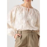 Nukus Top Yoni Embroidery Wit dames