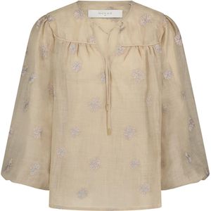 Nukus Blouse Kaoutar - Sand - Elegant met Bloemenprint