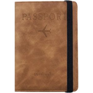 Paspoort hoesje - Paspoorthouder - Paspoort cover  - RFID - Kunstleer - Bruin