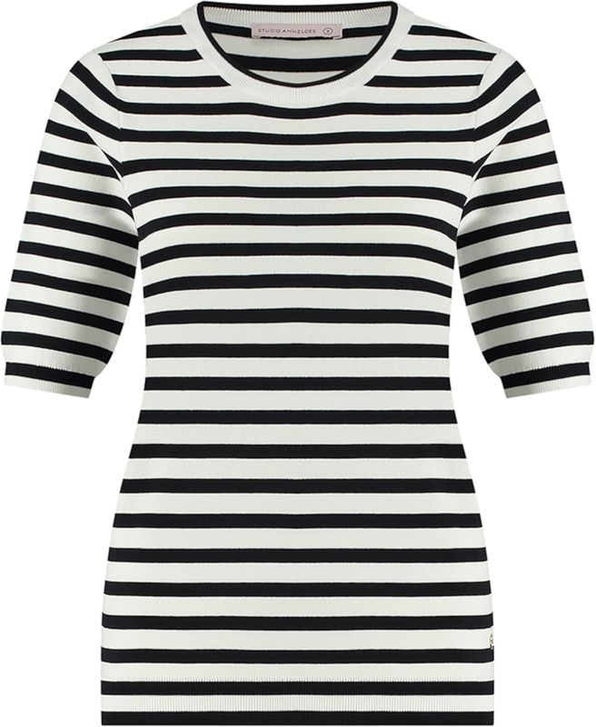 Luna - Stripe Short Sleeve Pullover - Multi - Katoen