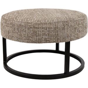 LIFA LIVING Moderne Velvet Poef, Multifunctioneel Zwart Voetenbankje Fluwelen Ronde Zitpoef Voor Woonkamer En Slaapkamer 55 X 35cm