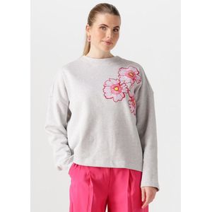 POM Amsterdam Floral Grey Melange Truien & vesten Dames - Sweater - Hoodie - Vest- Lichtgrijs - Maat 42